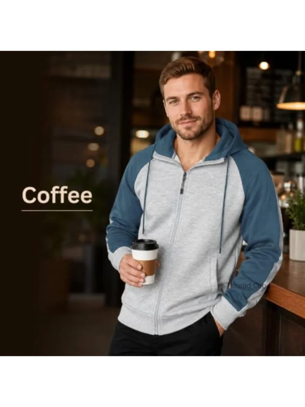 Zip Up Hoodie Men's Long Sleeve Drawstring Casual Hooded Sweatshirt with Pockets